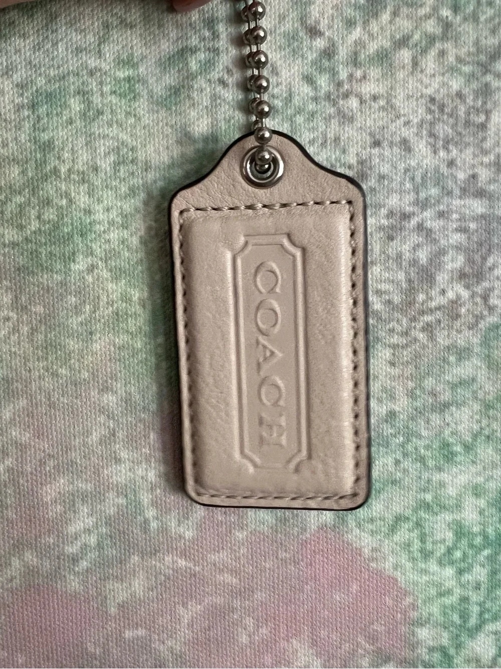 Coach Large Chalk & Gold Leather HangTag